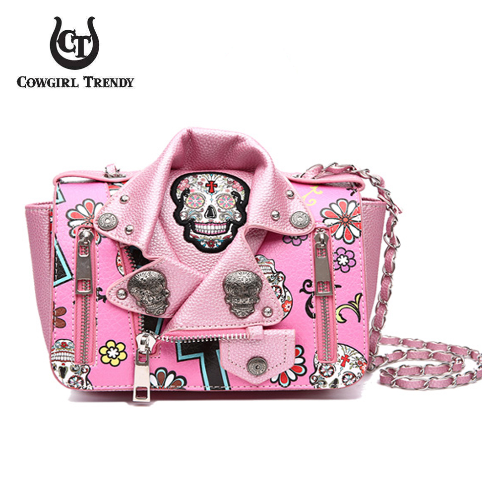 Pink 'Skull & Cross' Biker Jacket Handbag - SKUM 5395 - Click Image to Close